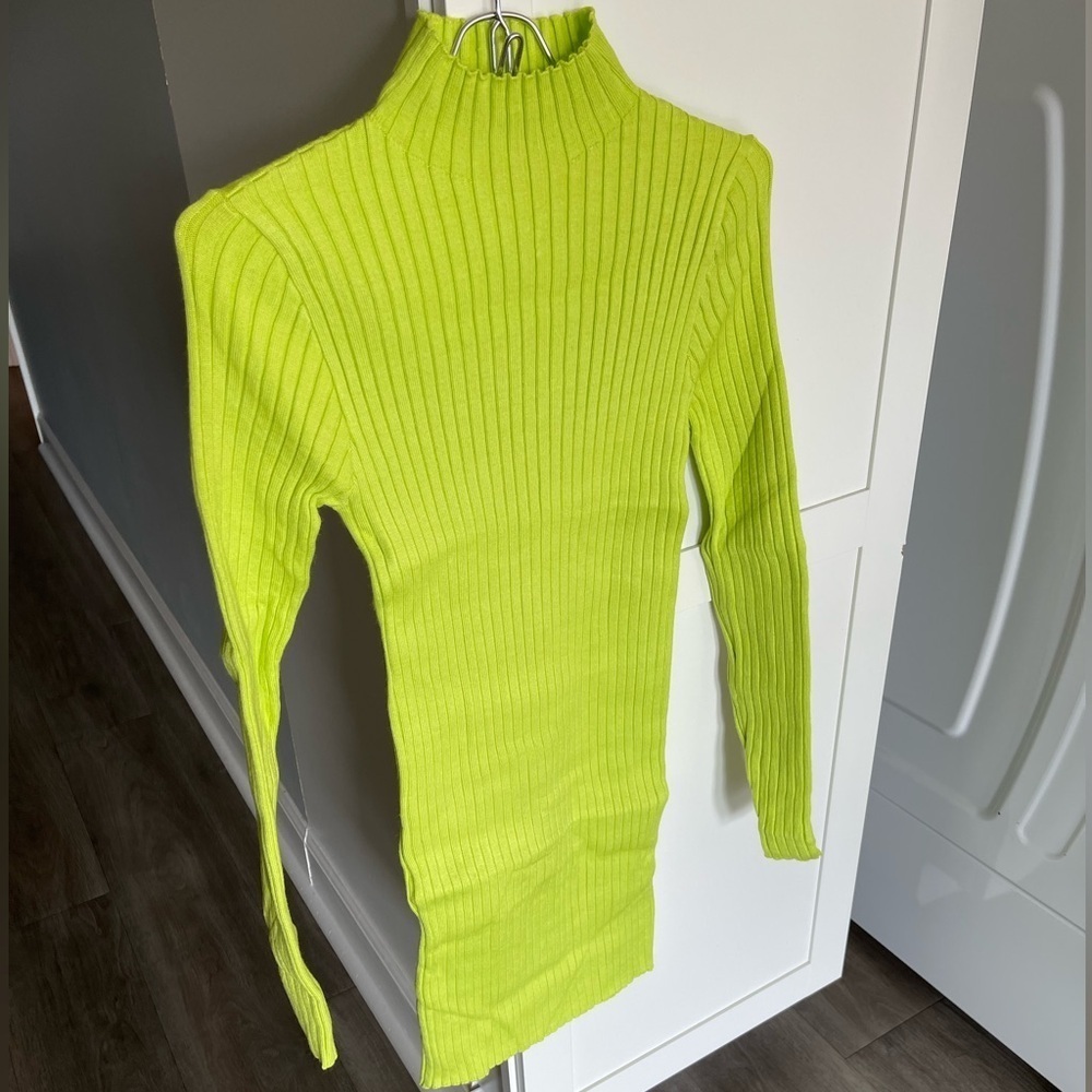 Forever 21 Ribbed Bodycon Lime Green Sweater Dress Women’s Size Small NWT - Picture 8 of 8
